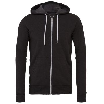 Unisex polycotton fleece full-zip hoodie - Dark Grey Heather - 2XL