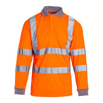 Blackrock Hi-Vis Long Sleeve Polo Shirt-Hi-Vis Orange-Small