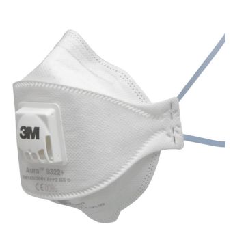 3M Aura 9322+ Flat-Fold Particulate Respirator pack of 5-White-One Size