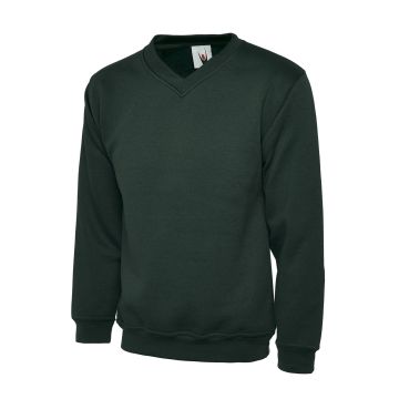 Classic V-Neck Sweatshirt - Bottle Green - S