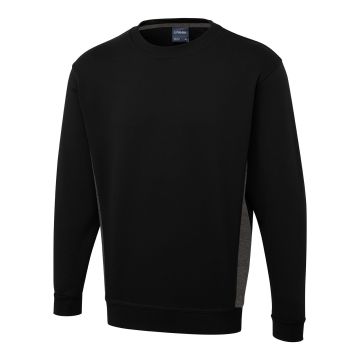 Two Tone Crew Neck Sweatshirt - Black/Charcoal - S