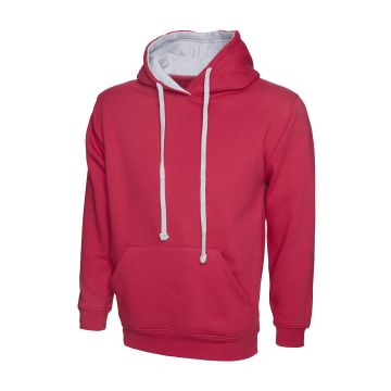 Contrast Hooded Sweatshirt - Fuchsia/Heather Grey - XS