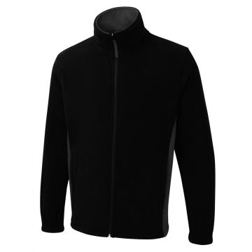 Two Tone Full Zip Fleece Jacket - Black/Charcoal - XS