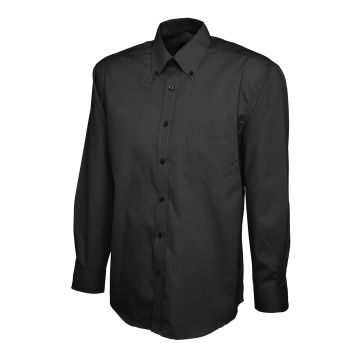 Mens Pinpoint Oxford Full Sleeve Shirt - Black - 14.5