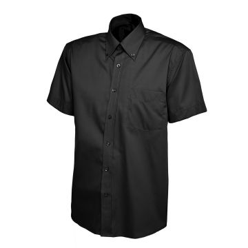 Mens Pinpoint Oxford Half Sleeve Shirt - Black - 19.5