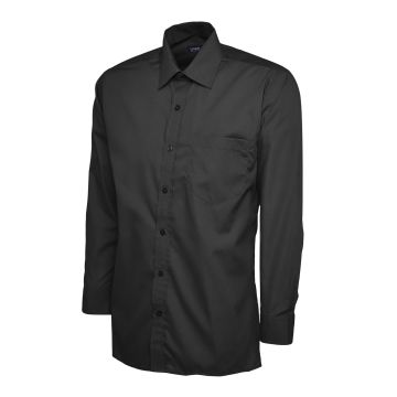 Mens Poplin Full Sleeve Shirt - Black - 16.5