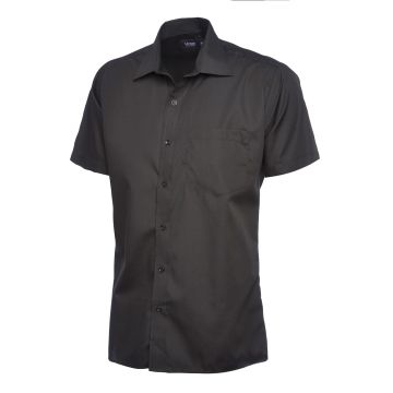 Mens Poplin Half Sleeve Shirt - Black - 17.5