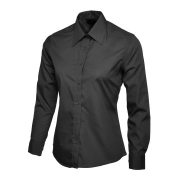 Ladies Poplin Full Sleeve Shirt - Black - XS