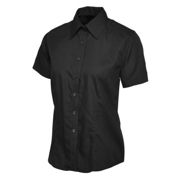Ladies Poplin Half Sleeve Shirt - Black - 3XL