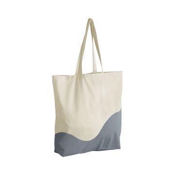 Organic cotton wave print maxi tote - Natural/Blue Grey - One size