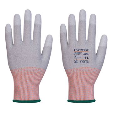 LR13 ESD PU Fingertip Cut Glove (Pk12) - Grey/White - L