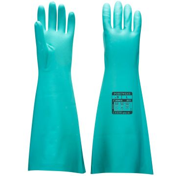 Extended Length Nitrile Gauntlet - Green - L