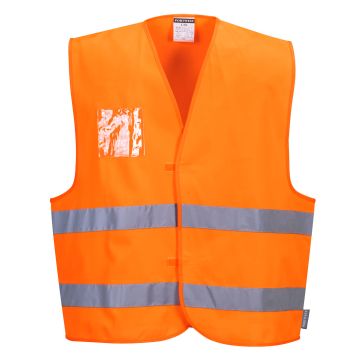 Hi-Vis Two Band Dual ID Holder Vest  - Orange - S/M