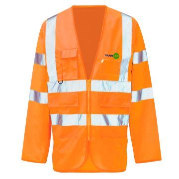 Hi VIs Orange Zip Up Long-Sleeved Vest