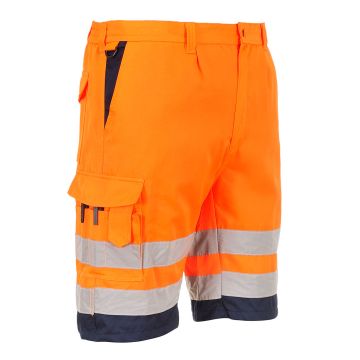 Hi-Vis Contrast Shorts - Orange/Navy - M