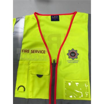 Fire Dept Hi Viz Waistcoat Yellow/Red 