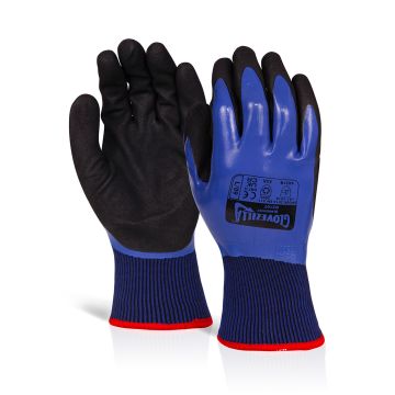 Glovezilla Waterproof Thermal Nitrile Gloves Blue-Blue-Small