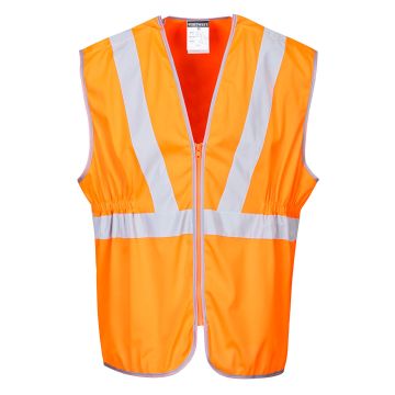 Hi-Vis Zip Long Length Vest  - Orange - 4XL