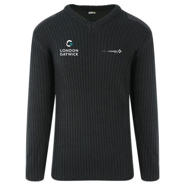 Black Unisex Ribbed v-neck jumper