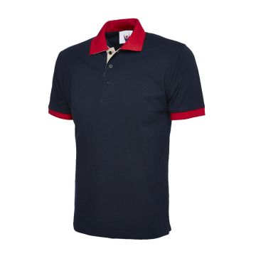 Contrast 100% Cotton Pique Poloshirt-Navy /  White-XL