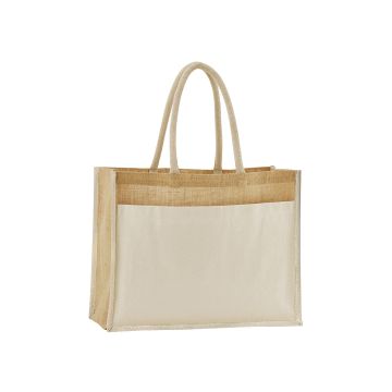 Cotton pocket natural starched jute shopper - Natural - One size